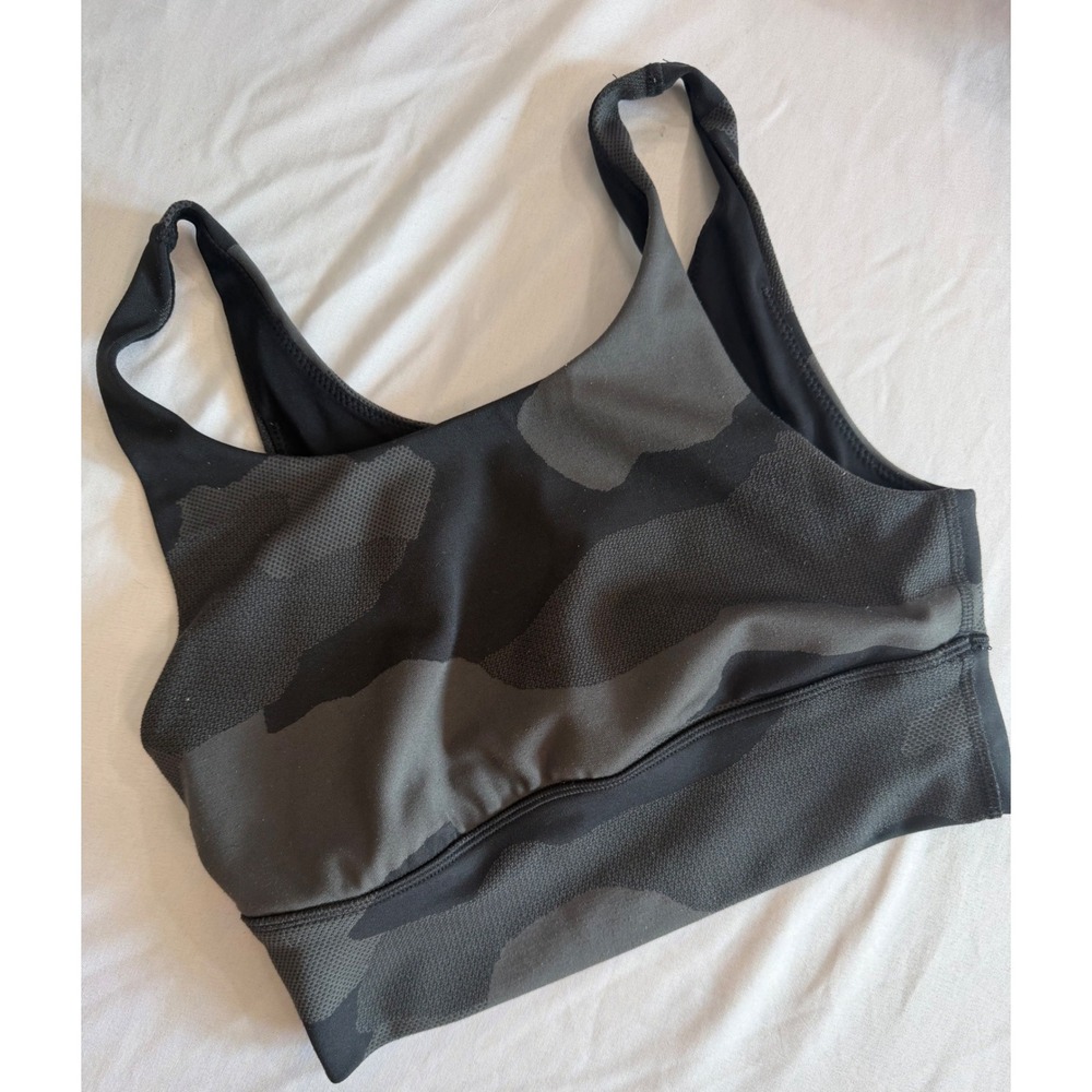 OFFLINE by Aerie Camo Sports Bra Medium Support Keyhole Back Black Grey XS